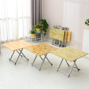 Folding Dining <b>Table</b> Metal Legs Rectangle Foldable Portable <b>Small</b> Apartment <b>Desk</b> Home Use - Product Image 1