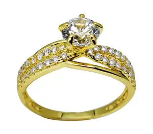 Saimei Fashion Jewelry Custom Round Brilliant Cut Ring 9K 14K 18K Gold Two Three Channel to One Eternal Engagement Wedding Ring
