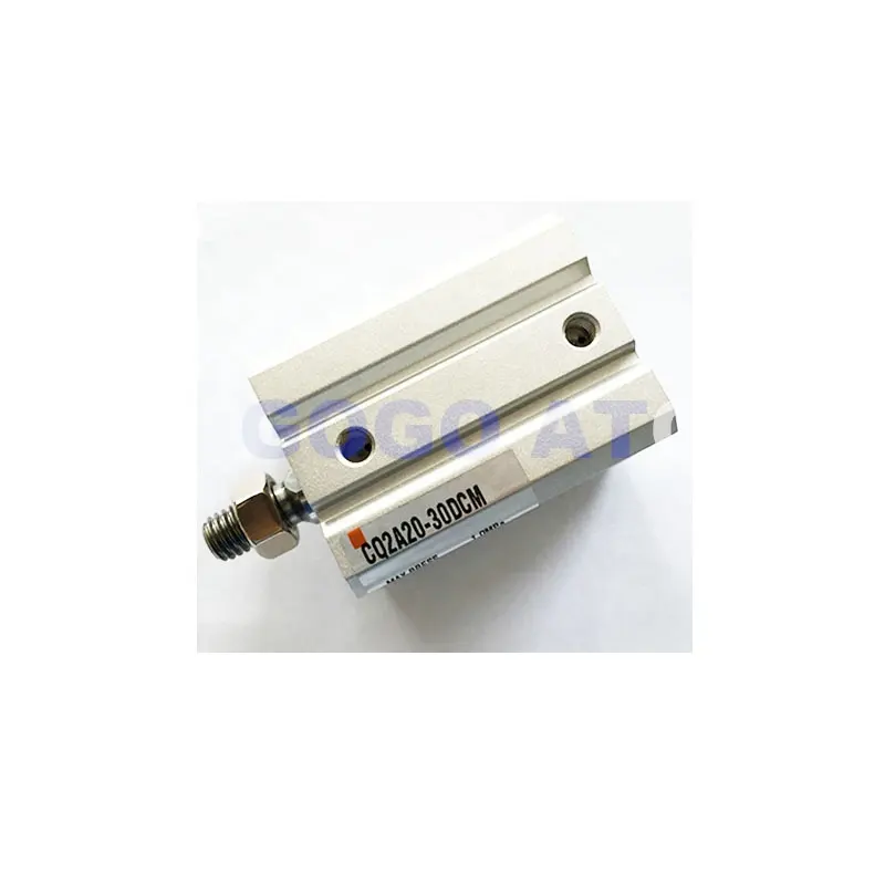 SMC tipe standar fungsi ganda dengan bumper karet ujung batang tunggal ulir jantan CQ2A50-40DCM silinder kompak pneumatik aluminium