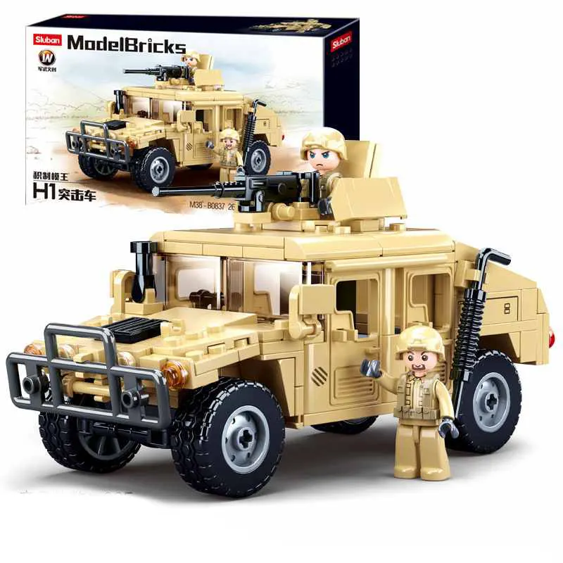 Sluban Mainan Blok Bangunan Hummer H2 Seri Tentara Militer 265 Buah Bricks B0837 Kompatibel dengan Kit Konstruksi Merek Terkemuka