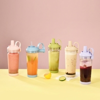Nouvelle gourde D5913 écologique en Tritan avec paille pour thé aux perles, bouteille d'eau portable avec poignée magnétique pour l'extérieur