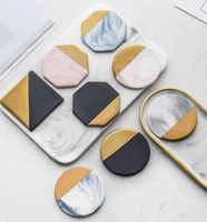 Sous-verres carrés ronds avec bordure dorée, sous-verres en céramique avec Base en liège, vente en gros