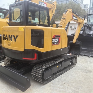 Excavadora SANY SY55U Amarilla, Equipo de Construcción Montado sobre Orugas Hidráulicas - Product Image 1