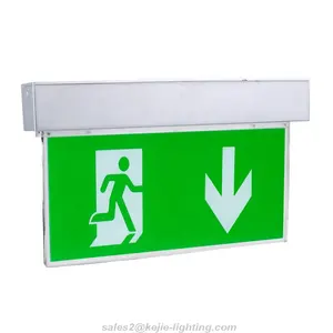 Kejie Ceiling And Wall Mounted Exit Sign Lamp Automatic Charging Emergency Led Light Rechargeable Exit Light 2 In 1