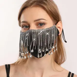 2024 Bán Chạy Nhất Kim Cương Khảm Đàn Hồi Thoáng Khí Tùy Chỉnh Maskss Earmuffs Sequin Bling DIY Mặt Đảng Maskss