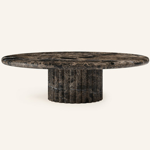 Kumusi Modern Round Volakas <strong>White</strong> Marble Coffee <strong>Table</strong> Living Room Luxury Natural Customized Dark Emperador <strong>Side</strong> <strong>Table</strong> - Product Image 1