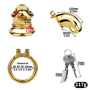 กรงครอบอวัยวะเพศชาย FRRK Chaste Lock สีทอง อุปกรณ์รักษาพรหมจรรย์ชาย เข็มขัดรักษาพรหมจรรย์ อุปกรณ์พันธนาการสำหรับคู่รักและอุปกรณ์เสริม กรงครอบอวัยวะเพศชาย ของเล่นผู้ใหญ่ - Product Image 4