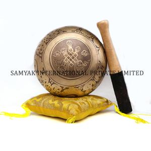 Bol chantant tibétain fait à la main en métal Bronze sculpté Technique bouddhisme religieux bols de méditation de guérison sonore - Product Image 5