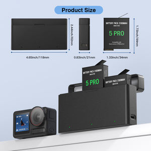 Hub de charge portable à 3 emplacements pour Osmo <span class=keywords><strong>Action</strong></span> 5 Pro/4/3 avec compatibilité caméra et 3/4 batteries de remplacement (noir) - Product Image 3