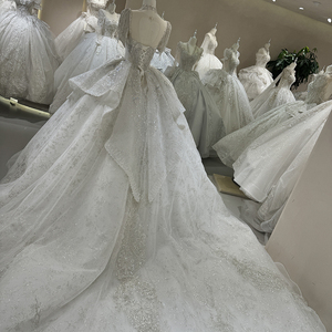 Vestido de Novia de Manga Corta DW0048, Nuevo Diseño con Lentejuelas y Cuentas, Escote Corazón, Apliques de Cristal y Encaje <span class=keywords><strong>para</strong></span> Bodas Civiles - Product Image 5