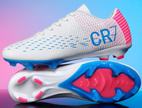 Chaussures de football basses blanches et roses, respirantes, à lacets, pour jeunes