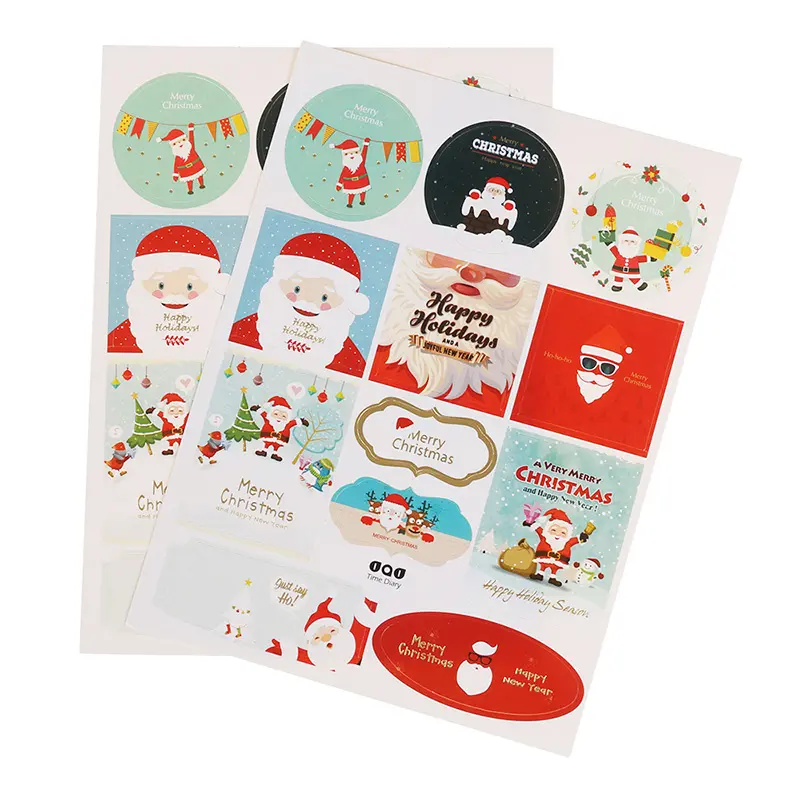 Custom printed merry christmas gift present labels stickers sheet