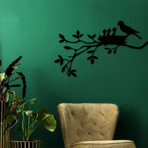 YJL individuelles modernes minimalistisches Wohnzimmer Balkon Wandkunst Vögel auf Zweigen Silhouette Metallkunst Metall Wanddekor Metall Wandkunst