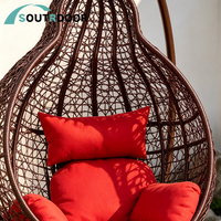 Fauteuil suspendu moderne en rotin PE d'extérieur avec support, forme œuf, coussin imperméable pour hôtel, salle de sport, parc, chambre à coucher, bord de piscine