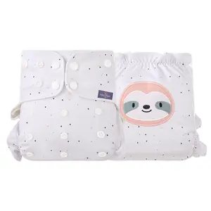 Coola Peach One-piece Diapers Embroidery Pattern Rainbow Animals Adjustable Washable Reusable Baby Cloth Nappy Diaper