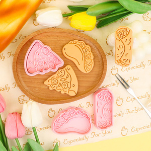 Cortadores de Galletas de Plástico Ecológicos de 2 Piezas con Diseño 3D de Pizza, Taco y <span class=keywords><strong>Burrito</strong></span> de la Serie Comida Rápida, Molde DIY para Arcilla y Galletas - Product Image 6