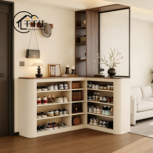Mobile scarpiera angolare personalizzato a <span class=keywords><strong>L</strong></span> con parete divisoria in vetro smerigliato, <span class=keywords><strong>armadio</strong></span> contenitore integrato per ingresso/corridoio per casa/appartamento - Product Image 3