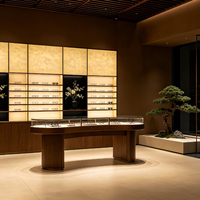 Vitrines d'exposition de lunettes sur mesure, de style chinois traditionnel, avec éclairage LED optique, de haute qualité, durables et écologiques