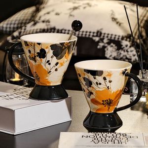 Vintage Ceramic Mug High Foot Cup High Grade Office Coffee Cup Festival Gift Advanced Sense Water Cup - Product Image 1
