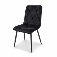 Chaise de salle à manger moderne en velours noir avec dossier incurvé - Chaise latérale douce et ergonomique pour la maison et le café