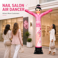 Danseur gonflable rose pour salon de manucure, motif dessin animé, avec impression ongles et cils, pour attirer les clients des instituts de beauté
