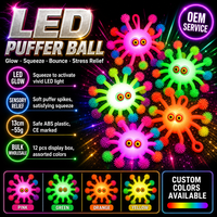 Vente en gros de boules lumineuses LED, flocons de neige lumineux, jouets anti-stress à presser, nouveauté, cadeaux pour enfants, brillent dans le noir