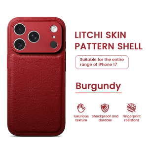 Funda de Cuero de Lichi de Lujo para iPhone, con Orificios Precisos, Antigolpes, Diseño de Lichi, Cubierta Protectora Trasera - Product Image 1