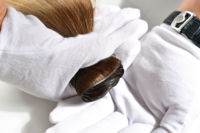 Perruque sans colle à double trame, lisse et droite, avec frange, en cheveux Remy, brun clair, longue, 26 pouces étirée