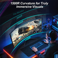 Monitor Gaming Lengkung 34 Inci 165Hz 1ms 3440x1440 1500R FreeSync 4000:1 Panel VA Layar Ultrawide dengan Dual HD