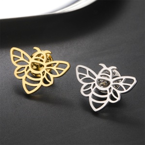 Factory Customized Gold Plated Stainless Steel Butterfly Design Logo Badge Brooch Wholesale Women's Jewelry - Product Image 4