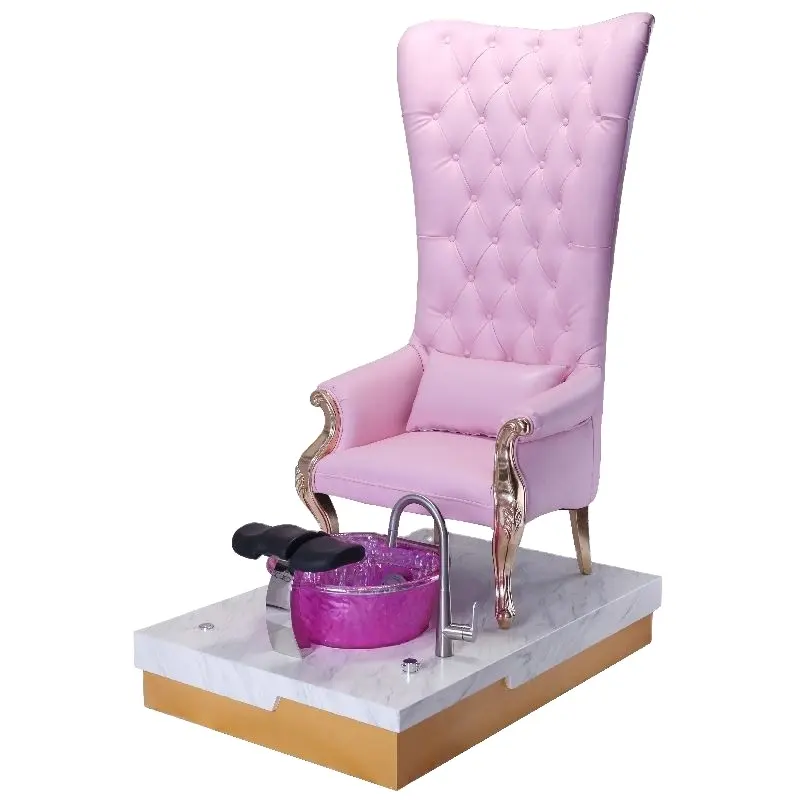 Hot Sale Top Fiber Leather Customized Luxury Pink Queen Foot Spa Station Sets of Manicure Pedicure Chair