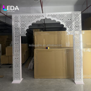 LEDA Custom Indian Moroccan Style <b>Wedding</b> Stage Backdrop White Sequins Acrylic <b>Arch</b> Hollow Bridal New Arrival - Product Image 3