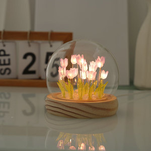 S52 regalos de novia tulipán luz de noche hecha a mano 20 flor simulada Led Lámpara decorativa acogedora atmósfera luz para dormitorio - Product Image 5