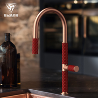Robinet de cuisine moderne en gros, à poser sur comptoir, en acier inoxydable brossé doré, mitigeur chaud/froid pour évier de cuisine
