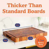 Premium dik acaciahouten snijplank met eindnerfstructuur, extra stevig, voor de keuken