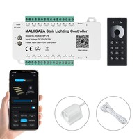 Contrôleur d'éclairage d'escalier LED intelligent à détecteur de mouvement, 16 marches, mode permanent, contrôle par application pour éclairage intérieur des marches