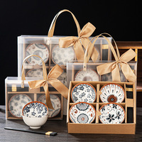 Ensembles de bols en porcelaine avec logo personnalisé boîte-cadeau haut de gamme service de vaisselle en céramique 2 4 6 pièces petit bol en céramique vaisselle