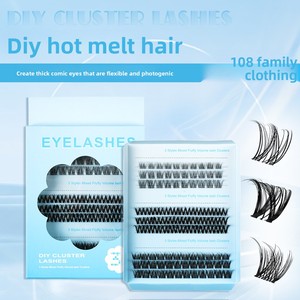 Hot Melt DIY de gran capacidad de un solo racimo de pelo sintético pestañas postizas mixtas naturales 3D denso rizado fábrica al por mayor - Product Image 3
