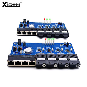 Xicom 4-Port Gigabit Fiber Optic Transceiver <b>Switch</b> PCBA Board 1000Mbps Single Dual Fiber 12V Full Duplex Ethernet Module - Product Image 1