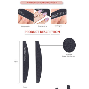 Lima de Uñas Personalizada con Logotipo de Fábrica, Grano 100/180, Blanca, Negra, Zebra, Forma de Media Luna, Lima de Uñas Duradera - Product Image 3
