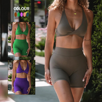 Ensemble de soutien-gorge de sport à compression haute performance et short de yoga avec logo personnalisé, extensible dans quatre directions, respirant, séchage rapide, polyester/nylon, pour activités sportives