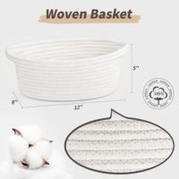 Panier de rangement ovale en corde de coton tressée à la main, idéal pour les cadeaux, 12 po (L) x 8 po (L) x 5 po (H)