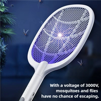 Lampe Répulsive Anti-Moustique Rechargeable UV Haute Tension JZ 3000V, Attrape-Mouche et Raquette Électrique pour Maison