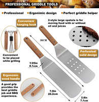 Kit d'accessoires professionnels pour plancha à surface plate, 8 pièces, en acier inoxydable robuste, outils de barbecue, ensemble de spatules pour la cuisson en plein air