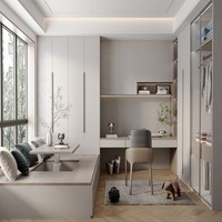 Neues Design Modernes Holz-Schlafzimmer-Set mit Kleiderschrank Schreibtisch Tatami-Bett - All-in-One Komfortabler Raum für Zuhause & Hotel