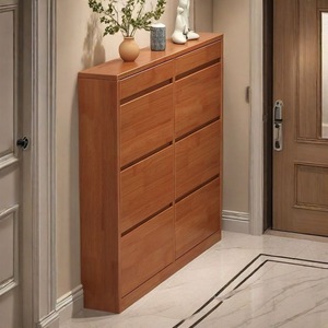 Scarpiera Moderna Ultra Sottile in Legno Massello con Apertura a Ribalta, Mobile Contenitore per Scarpe da Ingresso, Stile Salvaspazio per Piccoli Ambienti, Scarpiera Semplice per Uso Domestico - Product Image 1