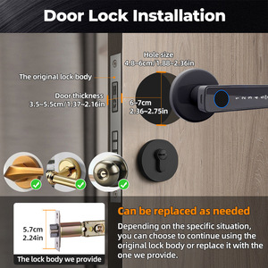 Tuya – serrure de porte intelligente Bluetooth, noire, double mode, déverrouillage par mot de passe, pour maison, bureau, appartement, maison d'hôtes, ABS, acier inoxydable - Product Image 5