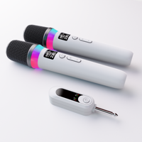 Microphone à condensateur sans fil léger K80 2.4G, micro karaoké 1-vers-2 avec lumières LED RGB pour scène, fête, chant