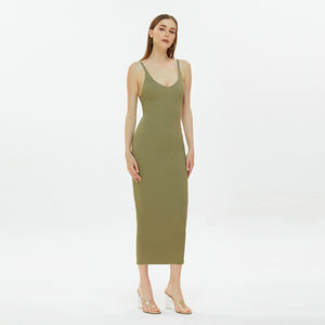 2024 personnalisé de haute qualité décontracté femmes coton tricoté sans manches <span class=keywords><strong>jupon</strong></span> Midi longueur mince longue <span class=keywords><strong>robe</strong></span> - Product Image 3