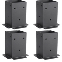 Base de poteau triangulaire réglable RGZ en acier émaillé noir, épaisseur 2 mm, pour ancrage de clôture en bois, support de terrasse, plaque de pergola, durable